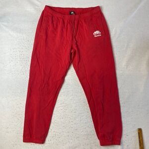 Roots Sweatpants Mens Large Red Fleece Joggers Logo Drawstring